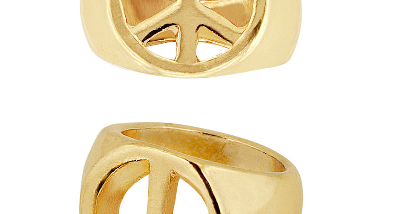 e-carnavalskleding-SYK Hippie ring goud peace