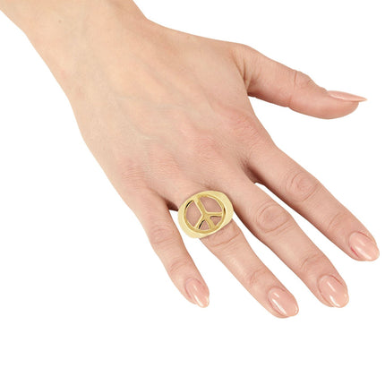 e-carnavalskleding-SYK Hippie ring goud peace