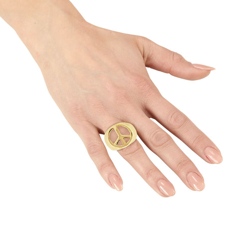 e-carnavalskleding-SYK Hippie ring goud peace