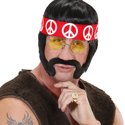 e-carnavalskleding-SYK Hippie ring goud peace