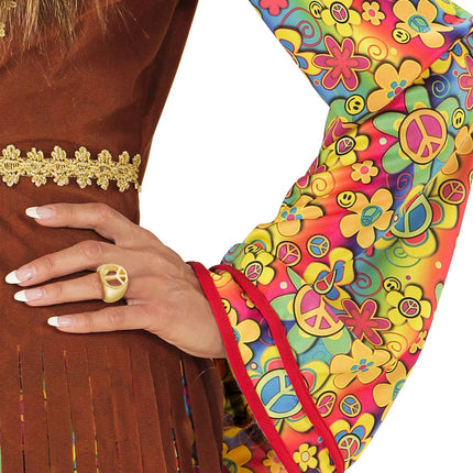 e-carnavalskleding-SYK Hippie ring goud peace