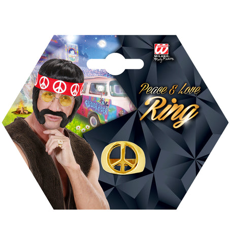 e-carnavalskleding-SYK Hippie ring goud peace