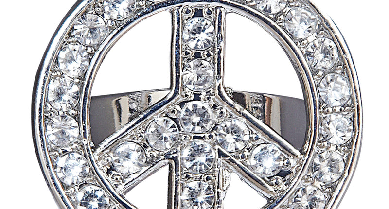 e-carnavalskleding-SYK Hippie ring peace met diamantjes