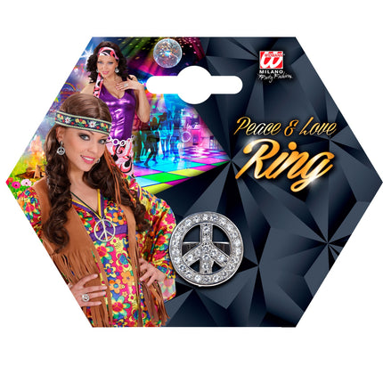 e-carnavalskleding-SYK Hippie ring peace met diamantjes