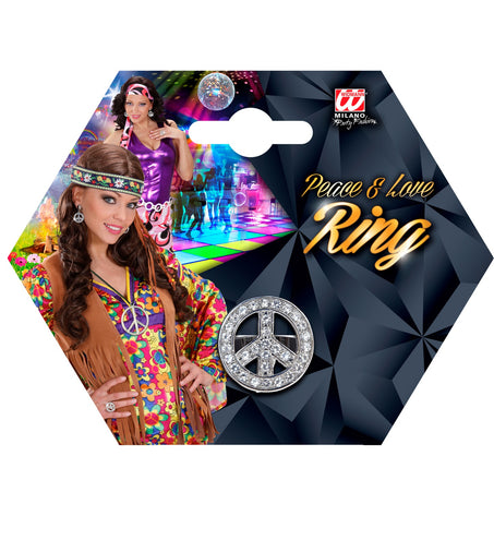e-carnavalskleding-SYK Hippie ring peace met diamantjes