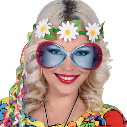 e-carnavalskleding-SYK Hippie sugarbabe bril rood