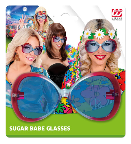 e-carnavalskleding-SYK Hippie sugarbabe bril rood