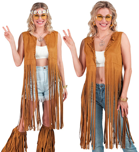 e-carnavalskleding-SYK Hippie vest lang met franjes