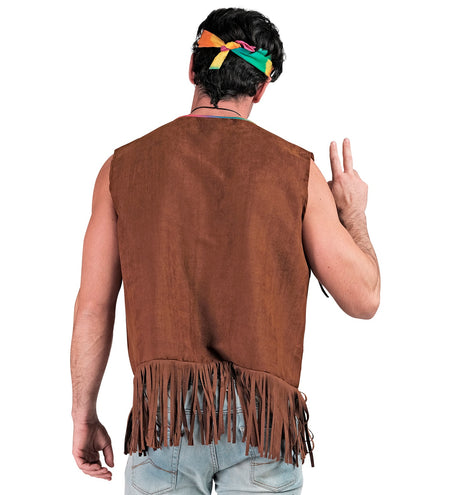 e-carnavalskleding-SYK Hippie vest met franjes donker bruin