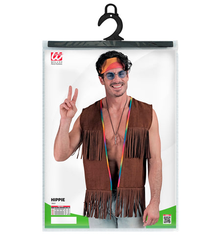 e-carnavalskleding-SYK Hippie vest met franjes donker bruin