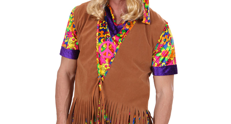 e-carnavalskleding-SYK Hippie vestje suede look heren