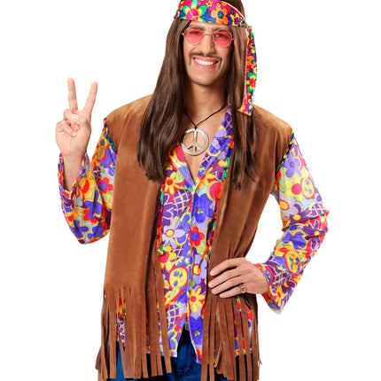 e-carnavalskleding-SYK Hippie vestje suede look heren