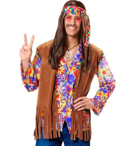 e-carnavalskleding-SYK Hippie vestje suede look heren