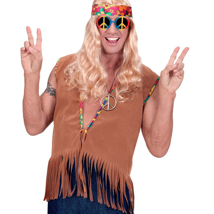 e-carnavalskleding-SYK Hippie vestje suede look heren