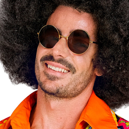 e-carnavalskleding-SYK Hippiebril goud met bruine glazen