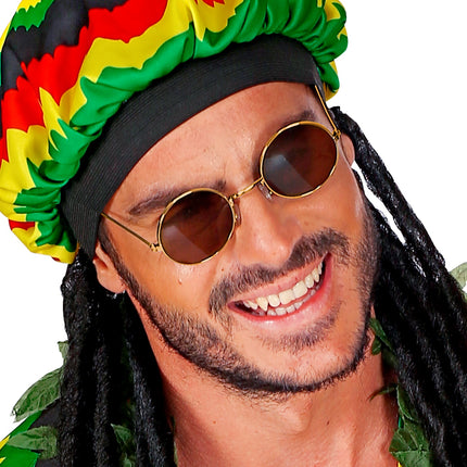 e-carnavalskleding-SYK Hippiebril goud met bruine glazen
