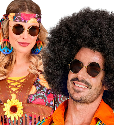 e-carnavalskleding-SYK Hippiebril goud met bruine glazen