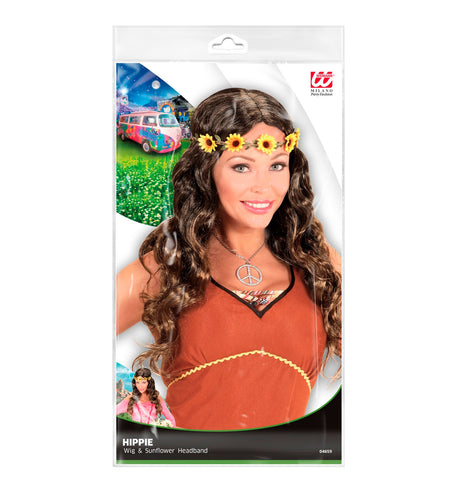 e-carnavalskleding-SYK Hippiepruik met bloemen haarband