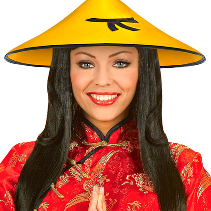 e-carnavalskleding-SYK Hoed Chinees Vietnamees geel