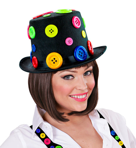 e-carnavalskleding-SYK Hoge hoed clown met knopen