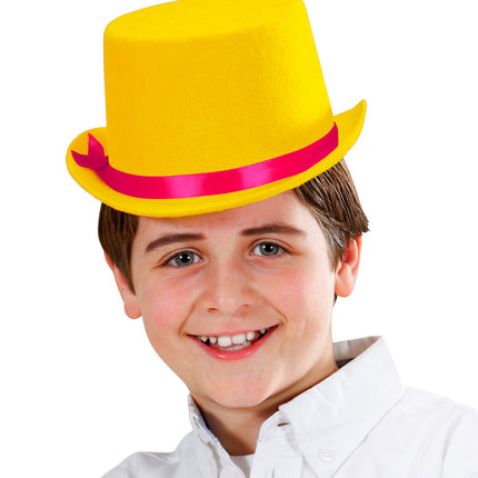 e-carnavalskleding-SYK Hoge hoed kinderen geel