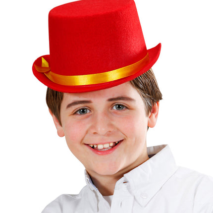 e-carnavalskleding-SYK Hoge hoed kinderen rood