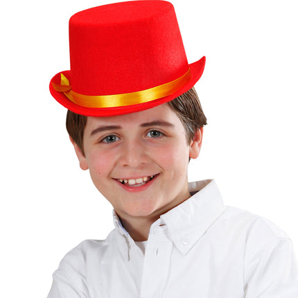 e-carnavalskleding-SYK Hoge hoed kinderen rood