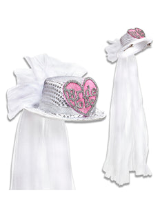 e-carnavalskleding-SYK Hoge Hoed Pailletten "Bride To Be" Met Hartje