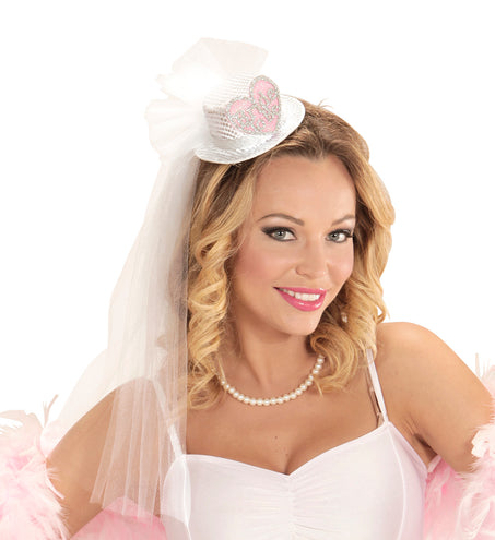 e-carnavalskleding-SYK Hoge Hoed Pailletten "Bride To Be" Met Hartje