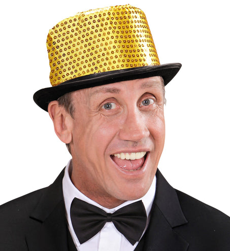 e-carnavalskleding-SYK hoge hoed pailletten goud
