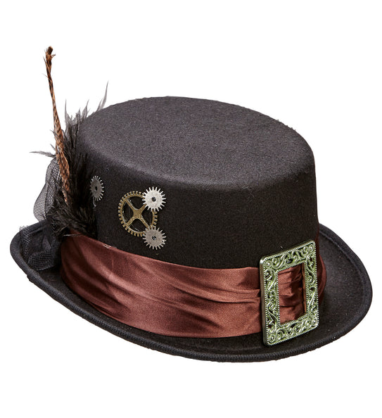 e-carnavalskleding-SYK Hoge hoed steampunk met veer