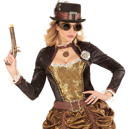 e-carnavalskleding-SYK Hoge hoed steampunk met veer