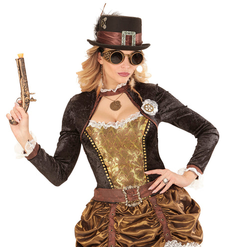e-carnavalskleding-SYK Hoge hoed steampunk met veer
