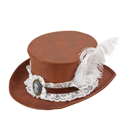 e-carnavalskleding-SYK Hoge hoed steampunk met veer