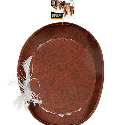e-carnavalskleding-SYK Hoge hoed steampunk met veer