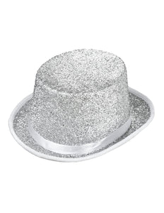 e-carnavalskleding-SYK Hoge hoed zilver glitter lurex
