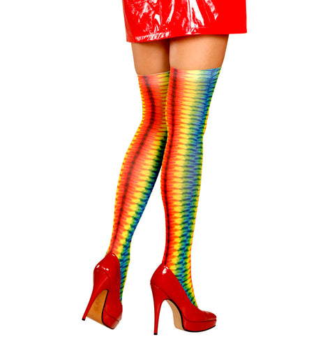 e-carnavalskleding-SYK Hoge kousen regenboog kleuren