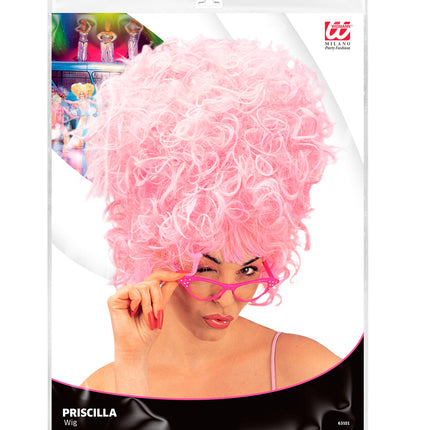 e-carnavalskleding-SYK Hoge pruik Priscilla Roze