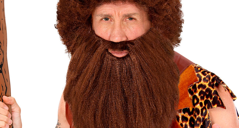 e-carnavalskleding-SYK Holbewoner pruik met baard bruin