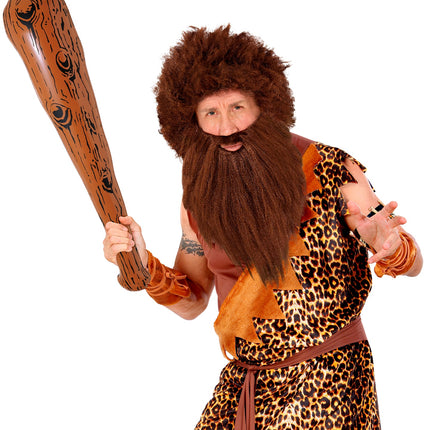 e-carnavalskleding-SYK Holbewoner pruik met baard bruin