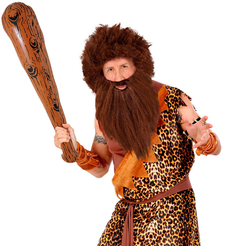e-carnavalskleding-SYK Holbewoner pruik met baard bruin