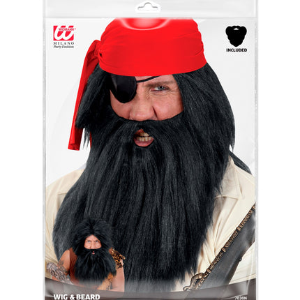e-carnavalskleding-SYK Holbewoner pruik of piratenpruik Barba zwart