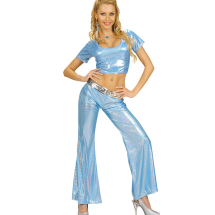 e-carnavalskleding-SYK Holografisch topje blauw