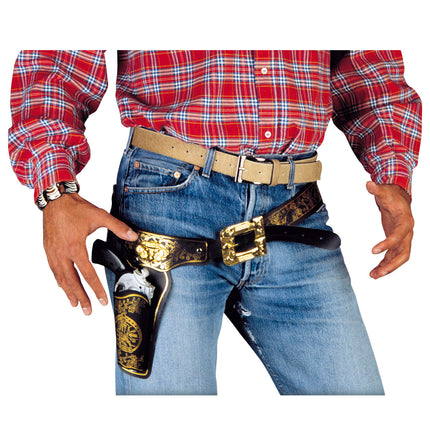 e-carnavalskleding-SYK Holster cowboy met gouden print