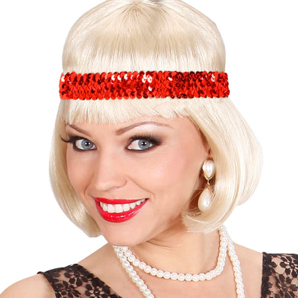 e-carnavalskleding-SYK Hoofdband Charleston pailletten rood