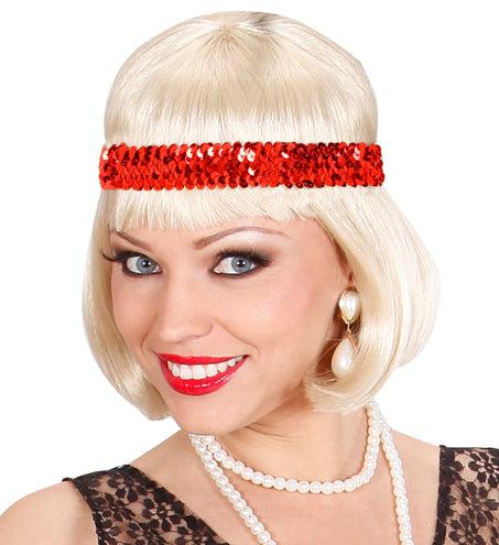 e-carnavalskleding-SYK Hoofdband Charleston pailletten rood