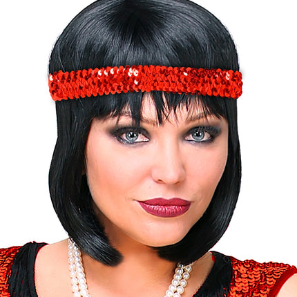 e-carnavalskleding-SYK Hoofdband Charleston pailletten rood
