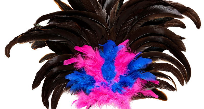e-carnavalskleding-SYK Hoofdband Copa Cabana veren Zwart roze blauw