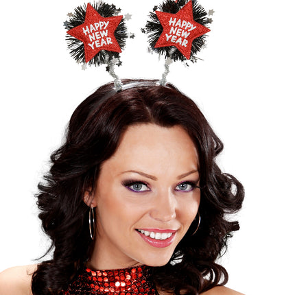 e-carnavalskleding-SYK Hoofdband Happy New Year rood