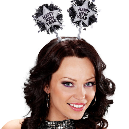 e-carnavalskleding-SYK Hoofdband Happy New Year zilver